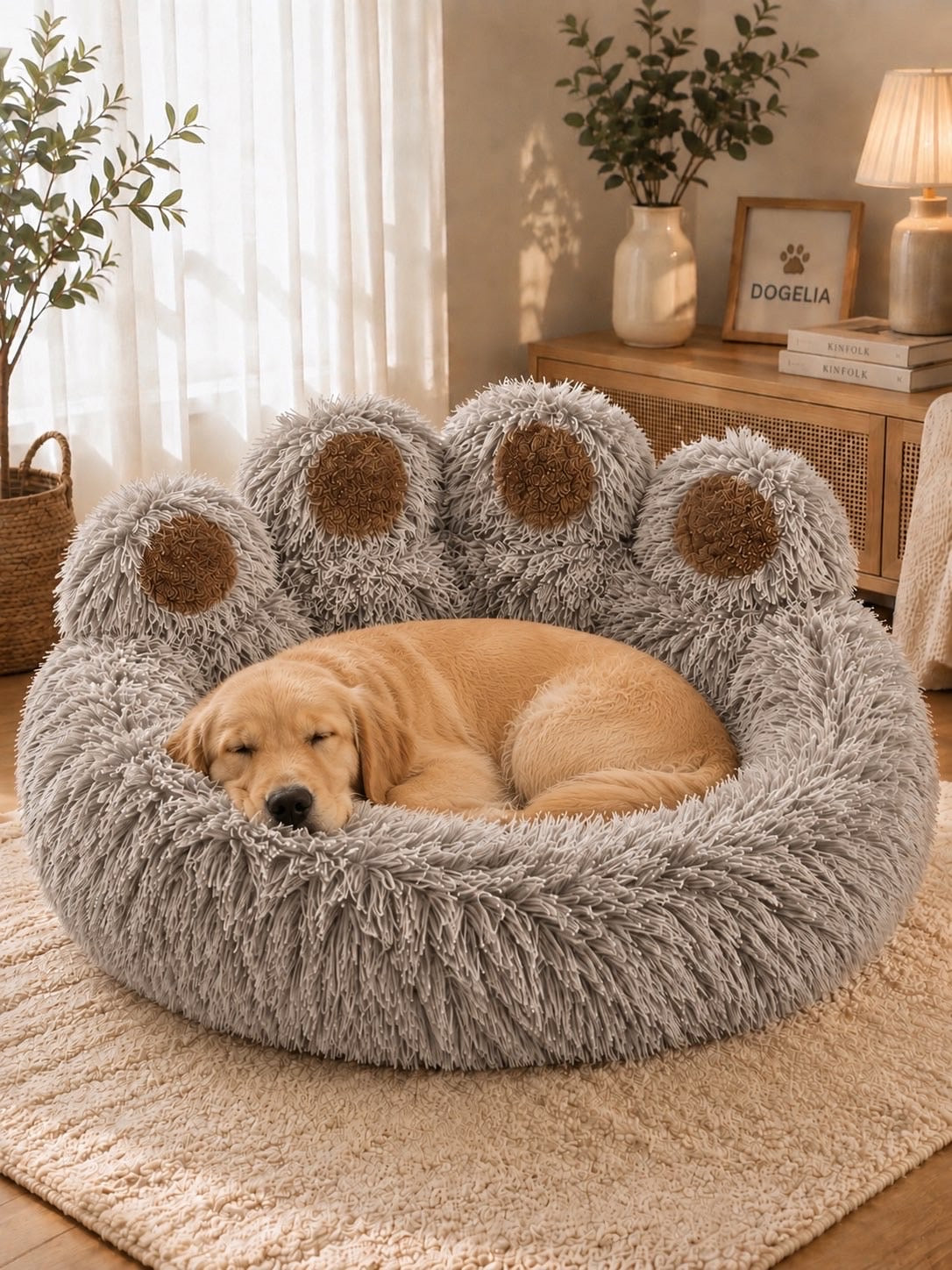 Fluffy Dog Bed / Gris