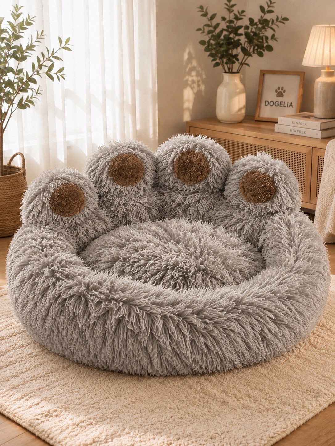 Fluffy Dog Bed / Gris