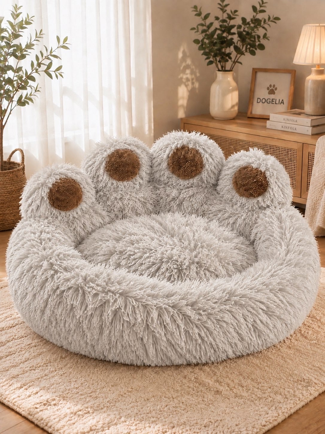Fluffy Dog Bed /Gris Claire