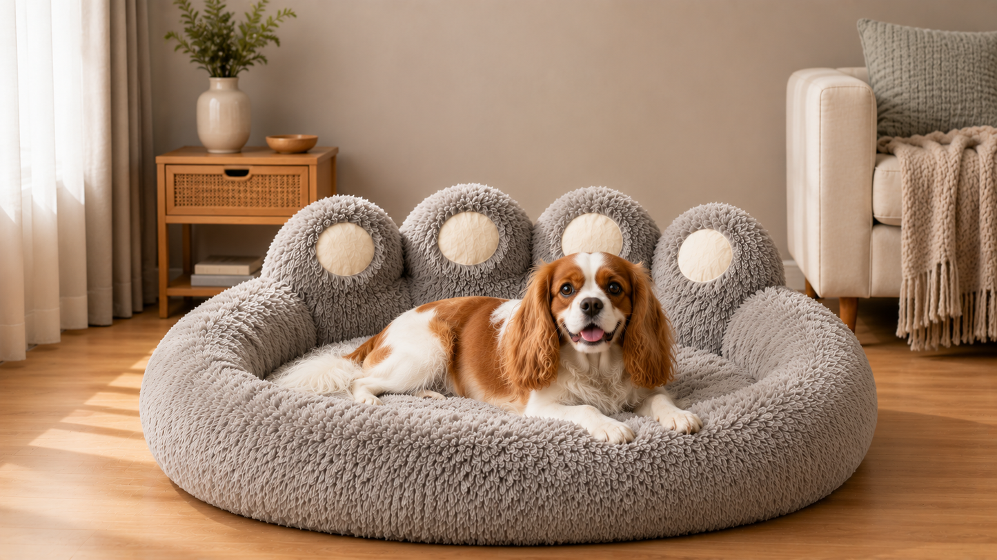 Fluffy Dog Bed / Gris
