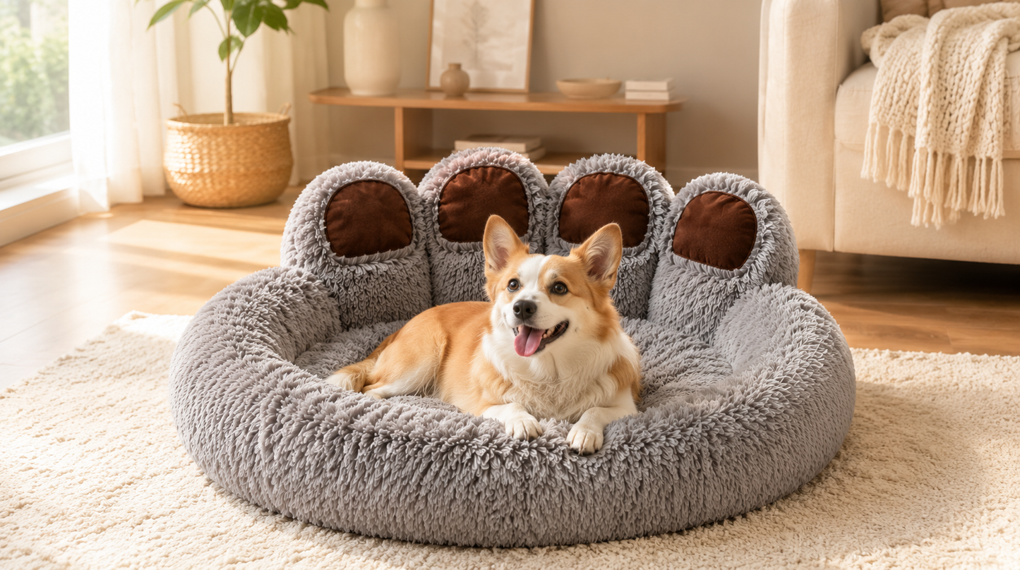 Fluffy Dog Bed / Gris