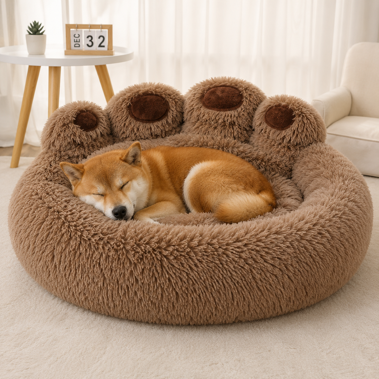 Fluffy Dog Bed / marron