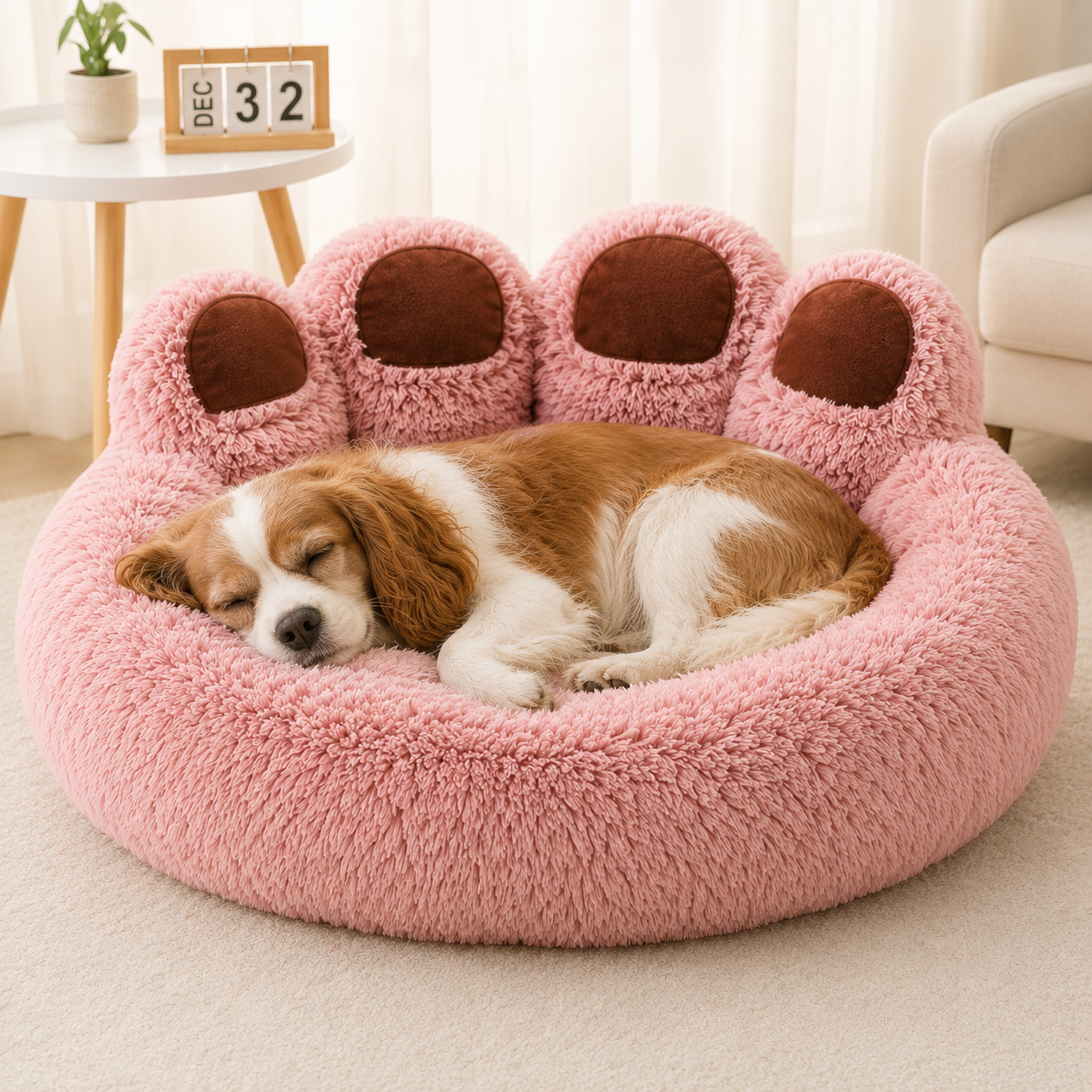 Fluffy Dog Bed /Rose
