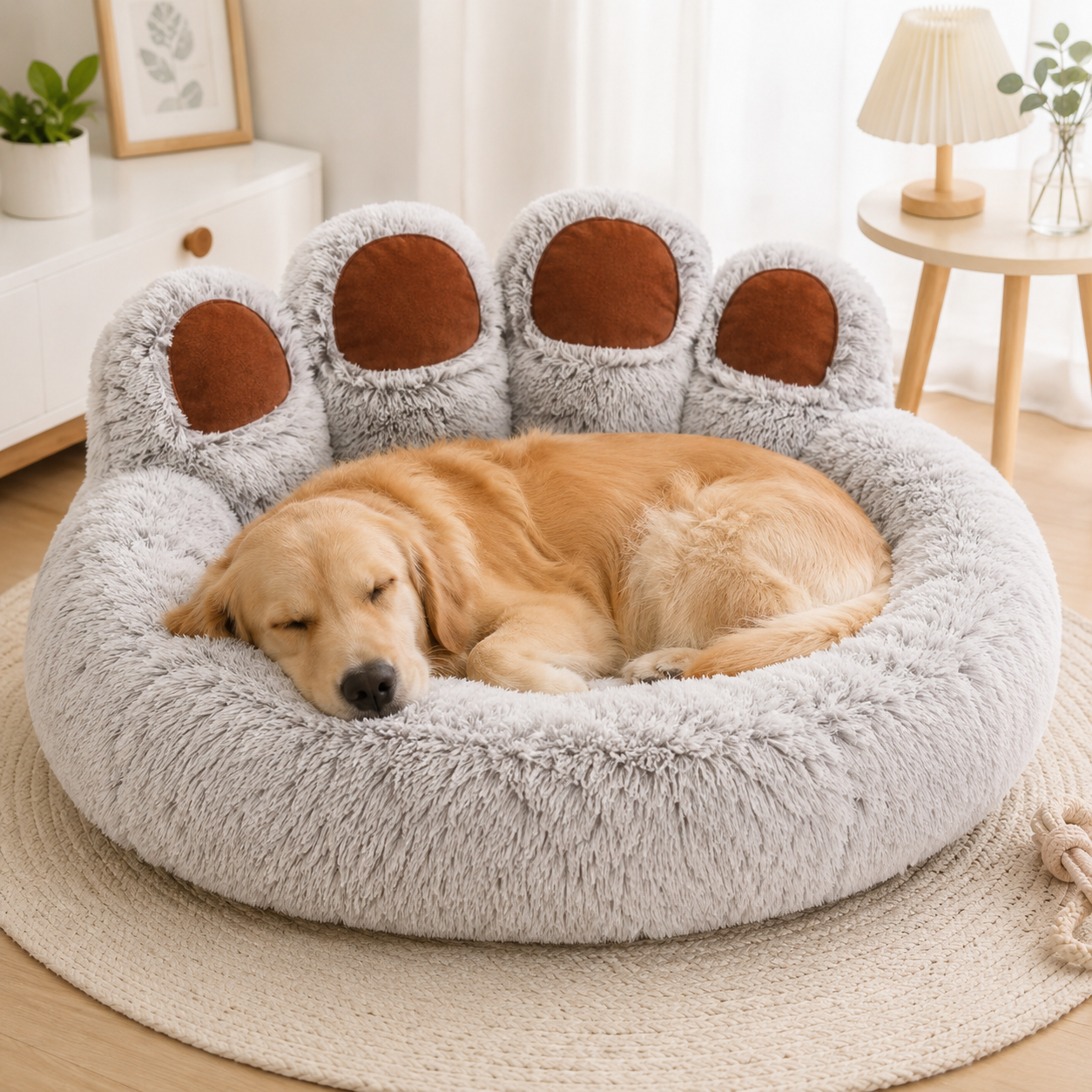 Fluffy Dog Bed /Gris Claire
