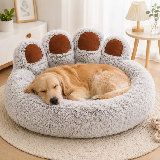 Fluffy Dog Bed /Gris Claire