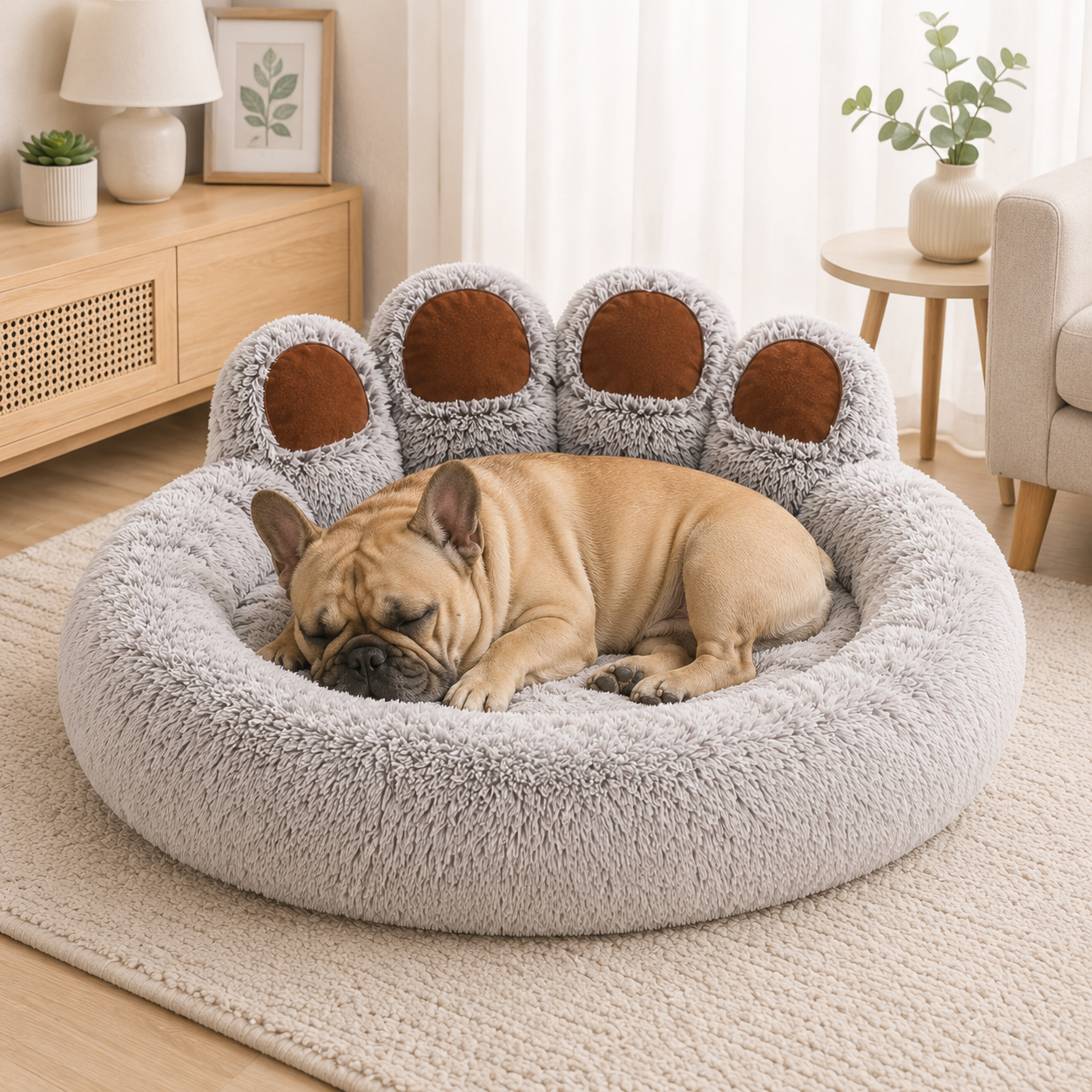 Fluffy Dog Bed /Gris Claire
