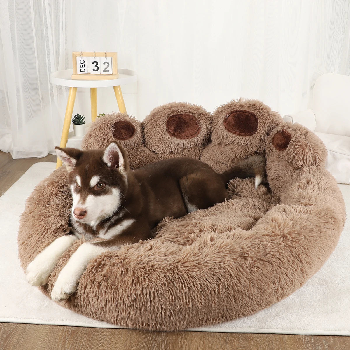 Fluffy Dog Bed / marron